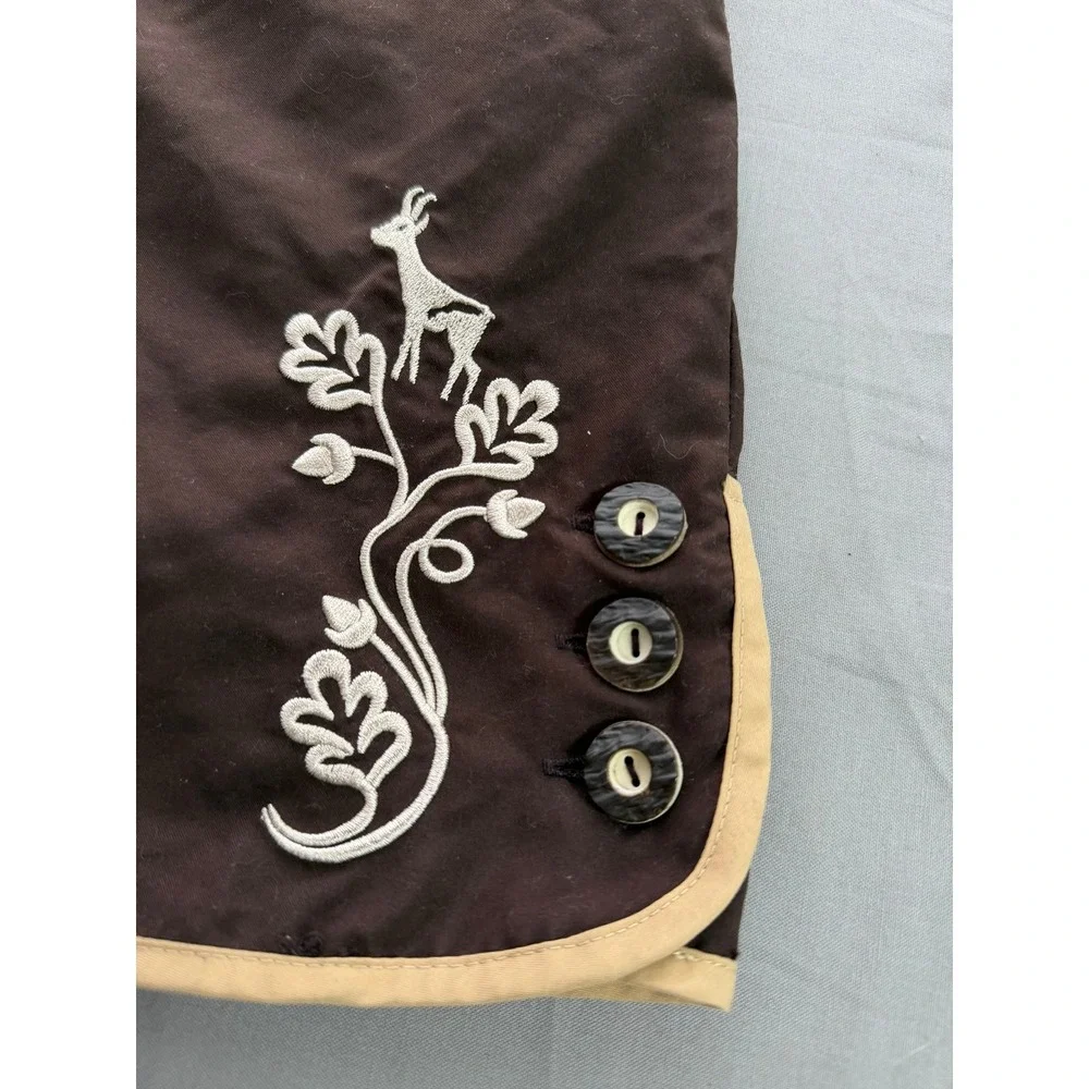Monaco Di Bavaria Men XXL Brown Lederhosen Style Shorts Embroidered Oktoberfest